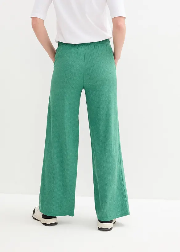 Široké kalhoty ze strukturovaného žerzeje, High Waist, bonprix