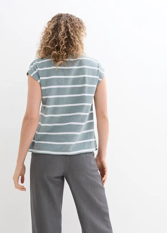 Pruhované tričko z froté, krátký rukáv, bonprix