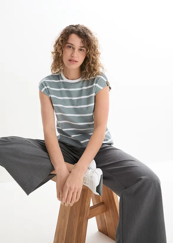 Pruhované tričko z froté, krátký rukáv, bonprix