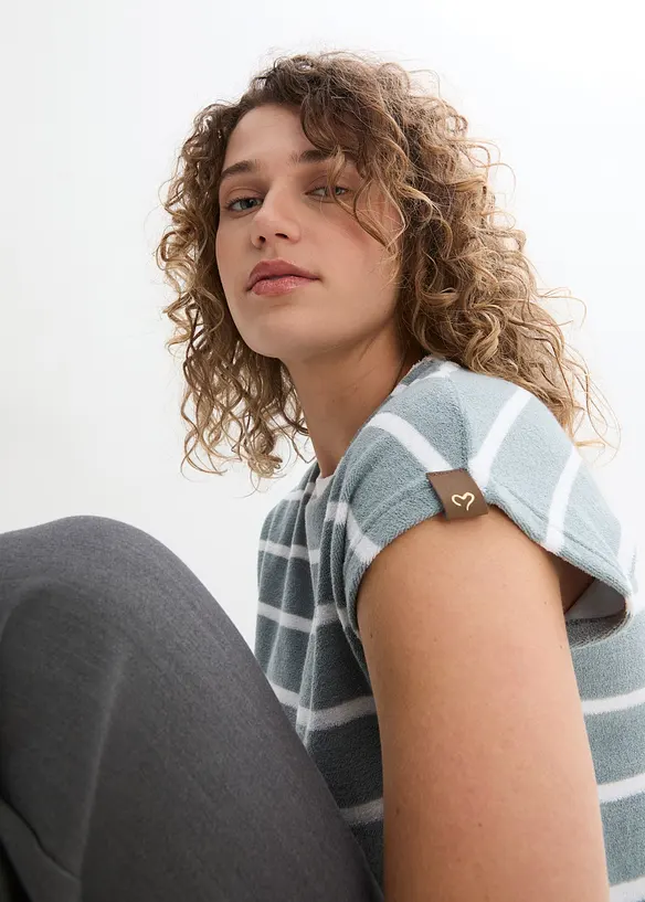 Pruhované tričko z froté, krátký rukáv, bonprix