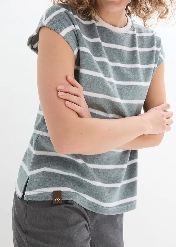 Pruhované tričko z froté, krátký rukáv, bonprix