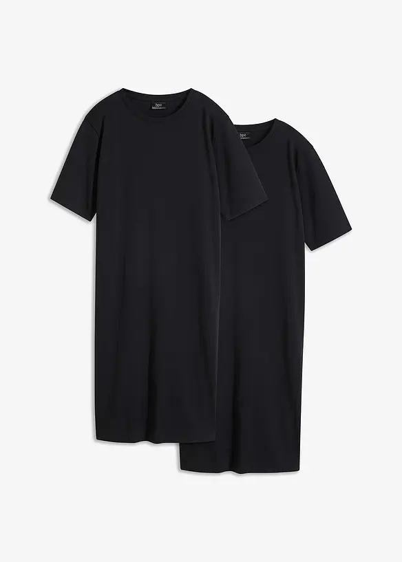Úpletové oversize šaty z čisté bavlny (2 ks v balení), bonprix