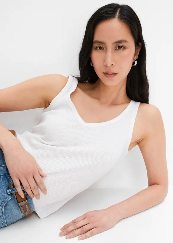 Žebrovaný top z čisté organické bavlny (2 ks v balení), bonprix