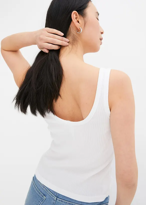 Žebrovaný top z čisté organické bavlny (2 ks v balení), bonprix