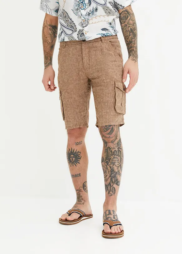 Cargo bermudy ze lnu, bonprix