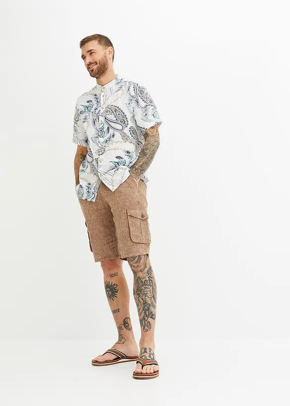 Cargo bermudy ze lnu, bonprix