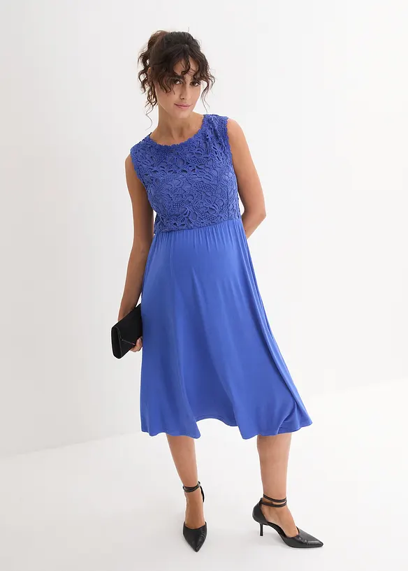 Těhotenské šaty s krajkou a elastickým zadním dílem, bonprix