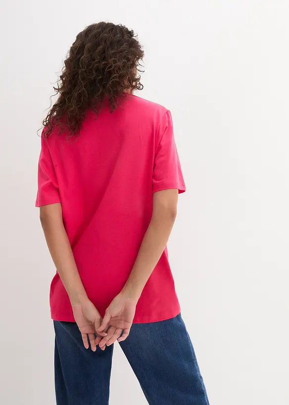 Dlouhé tričko se širokým střihem a s výstřihem do V, krátký rukáv (5 ks v balení), bonprix