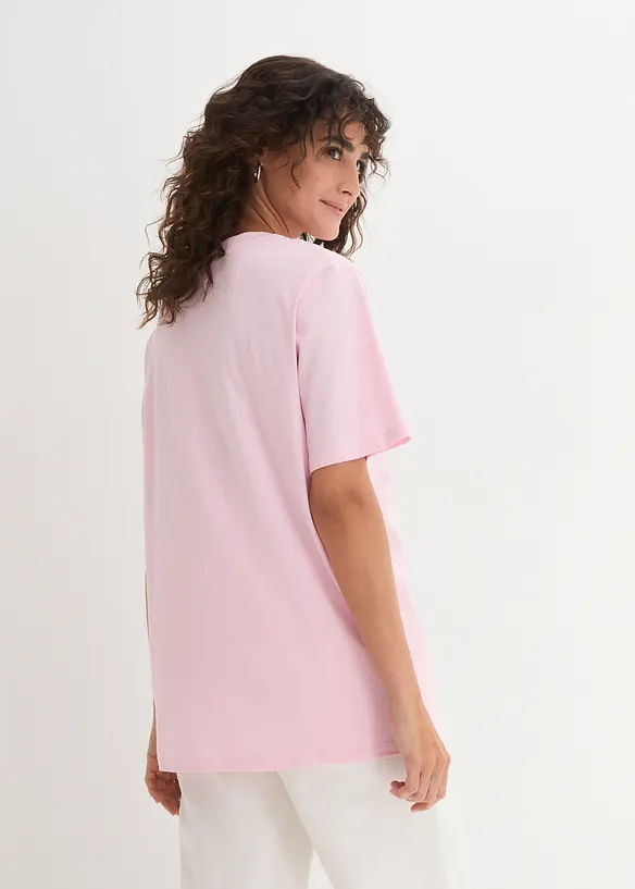 Dlouh&eacute; tričko se &scaron;irok&yacute;m střihem a s v&yacute;střihem do V, kr&aacute;tk&yacute; ruk&aacute;v (5 ks v balen&iacute;), bonprix