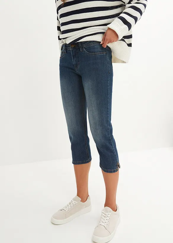 Džíny Slim Fit, Mid Waist, zkrácené, bonprix