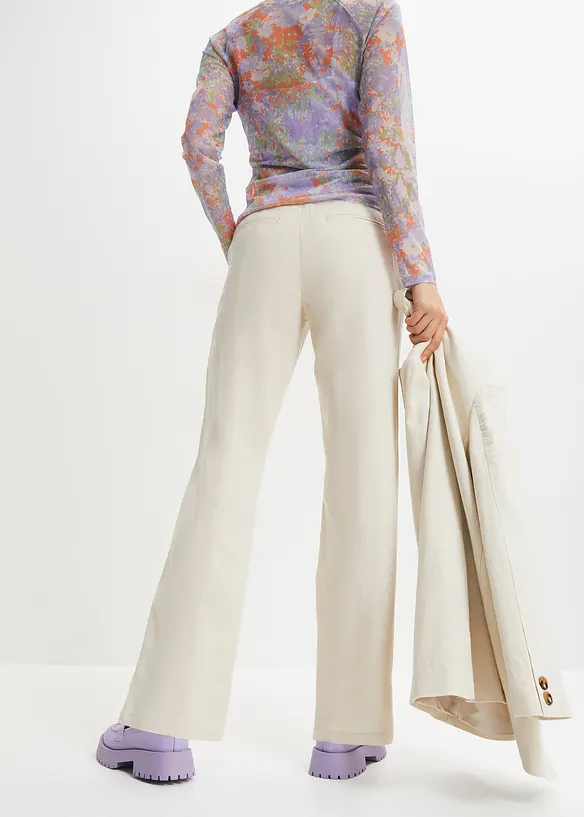 Kalhoty s vysok&yacute;m pasem, ze směsi lnu a visk&oacute;zy, bonprix