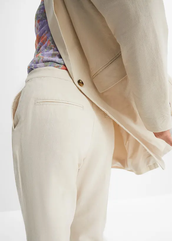 Kalhoty s vysok&yacute;m pasem, ze směsi lnu a visk&oacute;zy, bonprix