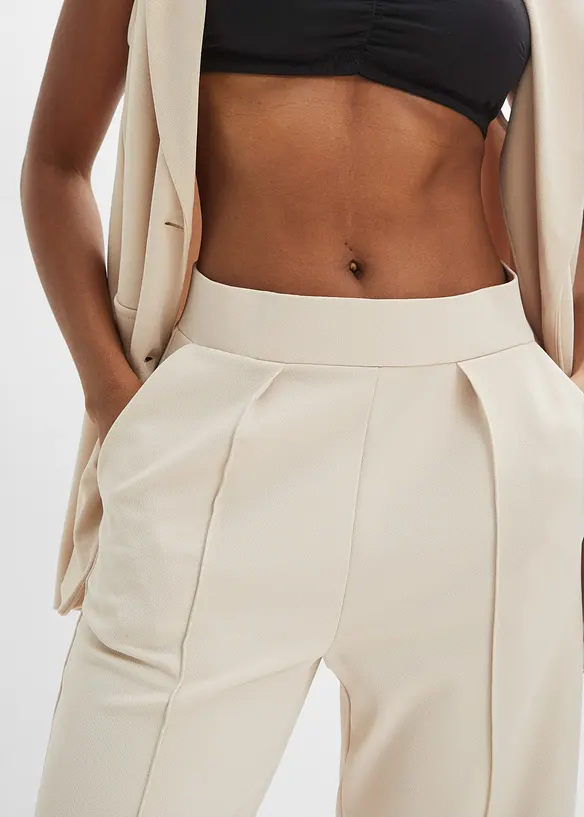 Kalhoty bez zapínání, z pevného interlocku, bonprix