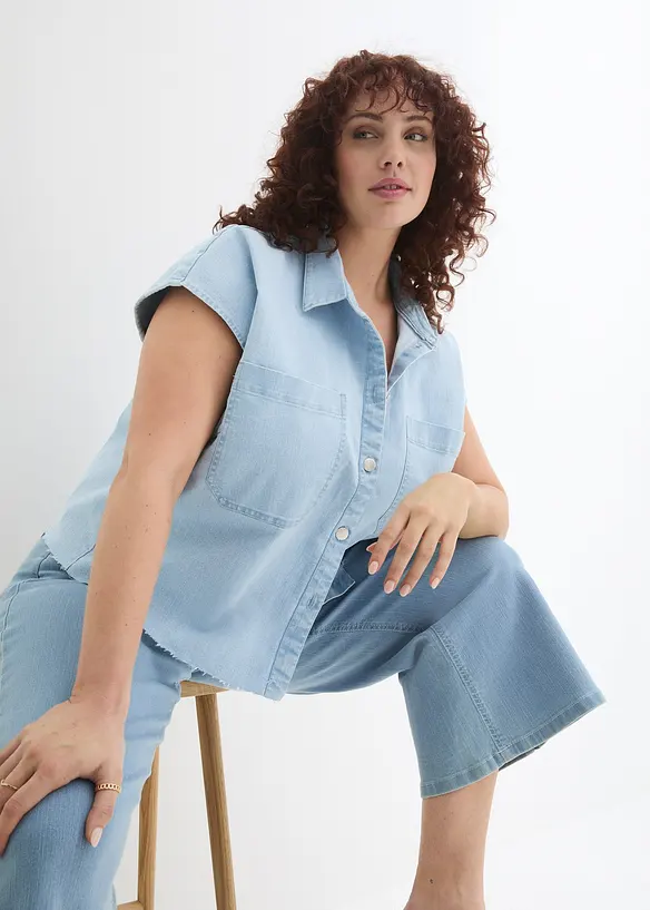 Kr&aacute;tk&aacute; dž&iacute;nov&aacute; boxy halenka, bonprix