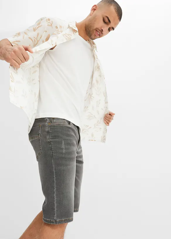 Dž&iacute;nov&eacute; bermudy z tepl&aacute;koviny, pohodln&yacute; střih Regular Fit, bonprix