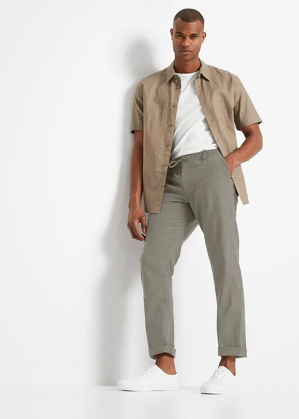 Chino kalhoty s podílem lnu, Regular Fit, Straight, bonprix