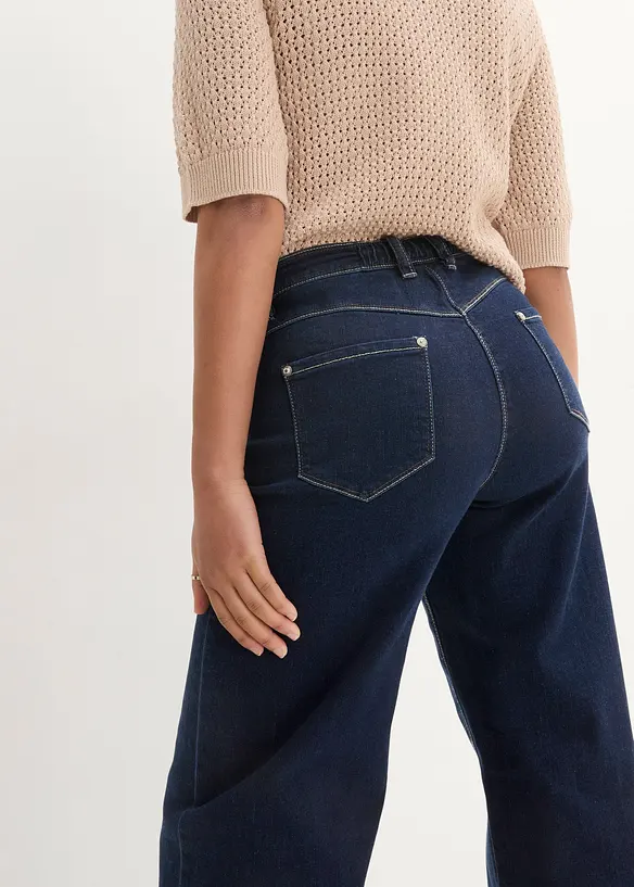 Džíny s širokými nohavicemi a pohodlným pasem, Mid Waist, bonprix