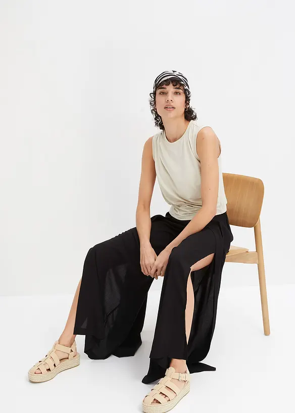 Kalhoty s rozparkem z visk&oacute;zy, bonprix