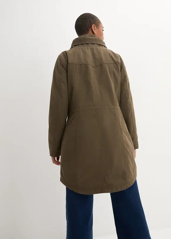 Krátká bavlněná parka se stojáčkem, vypasovaná, bonprix