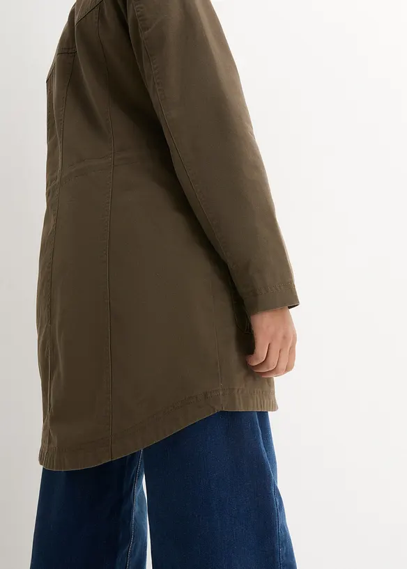 Krátká bavlněná parka se stojáčkem, vypasovaná, bonprix