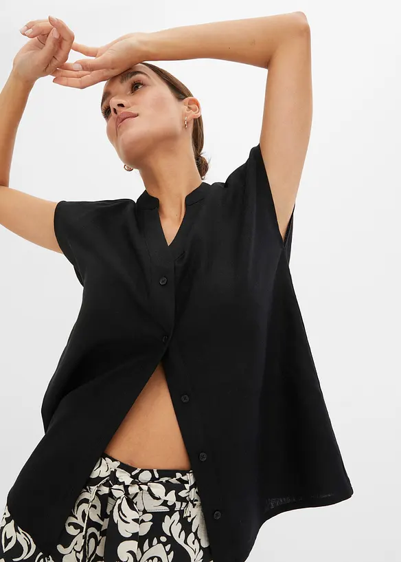 Halenka s kr&aacute;tk&yacute;m ruk&aacute;vem, ze vzdu&scaron;n&eacute; lněn&eacute; směsi, bonprix