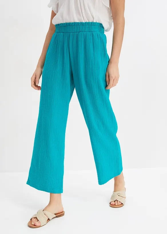 Kalhoty Culotte z bavlněného mušelínu, bonprix