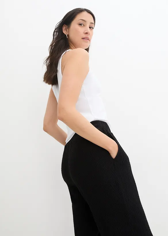 Žerzejov&eacute; kalhoty ze strukturovan&eacute;ho materi&aacute;lu, bonprix