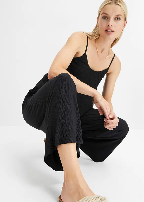 Žerzejový overal s plisé, bonprix