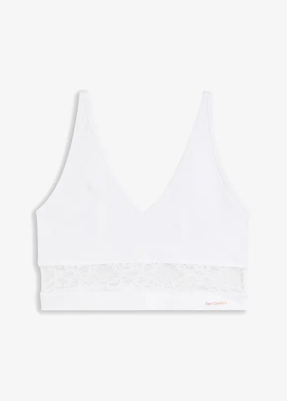 Bezešvý podprsenkový top s jemnou krajkou Feel Comfort, bonprix