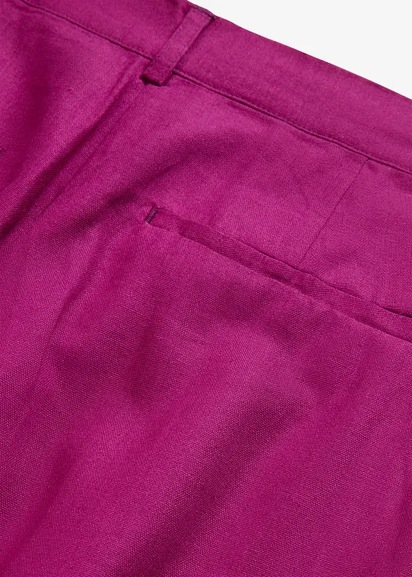 Kalhoty se lnem a sklady u pasu, High Waist, bonprix