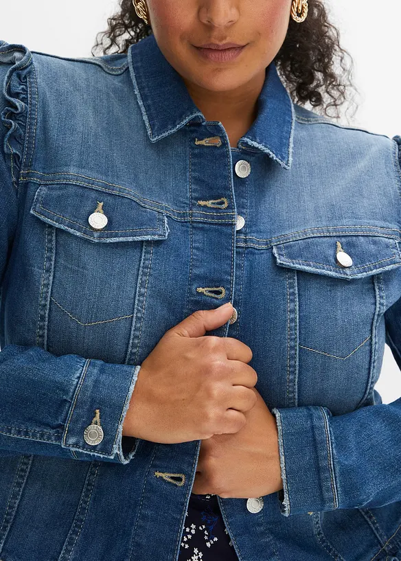 Džínová bunda s volány, bonprix