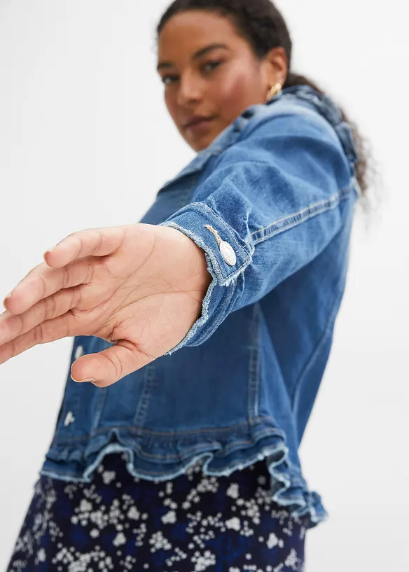 Džínová bunda s volány, bonprix