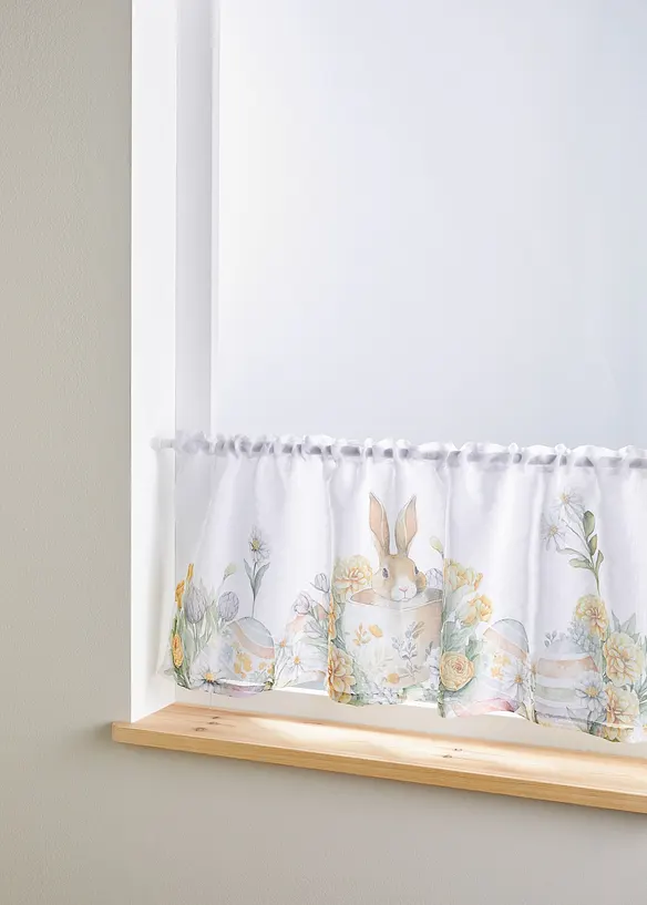 Vitrážková záclona s potiskem zajíců, bonprix