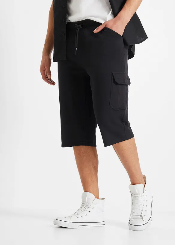 Dlouhé teplákové bermudy s cargo kapsami, z čisté bavlny, Regular Fit, bonprix
