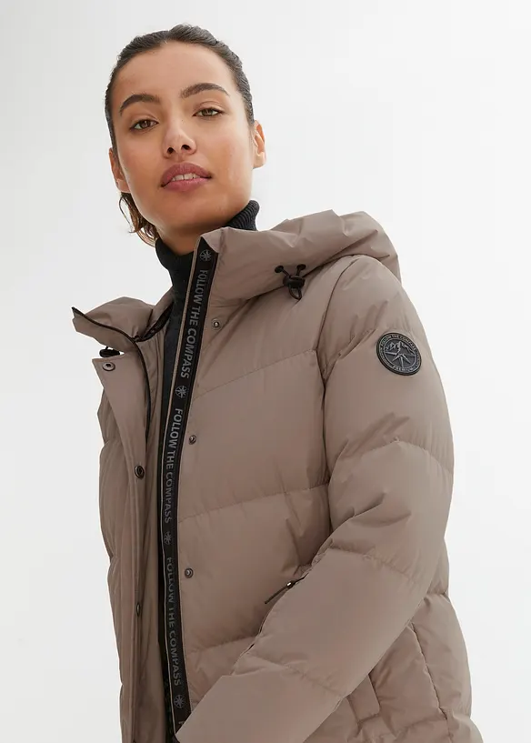 Péřový kabát s podšívkou s potiskem, vodoodpudivý, bonprix