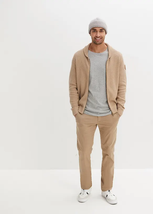 Chino kalhoty s pohodlným pasem a opaskem, Regular Fit, Straight, bonprix