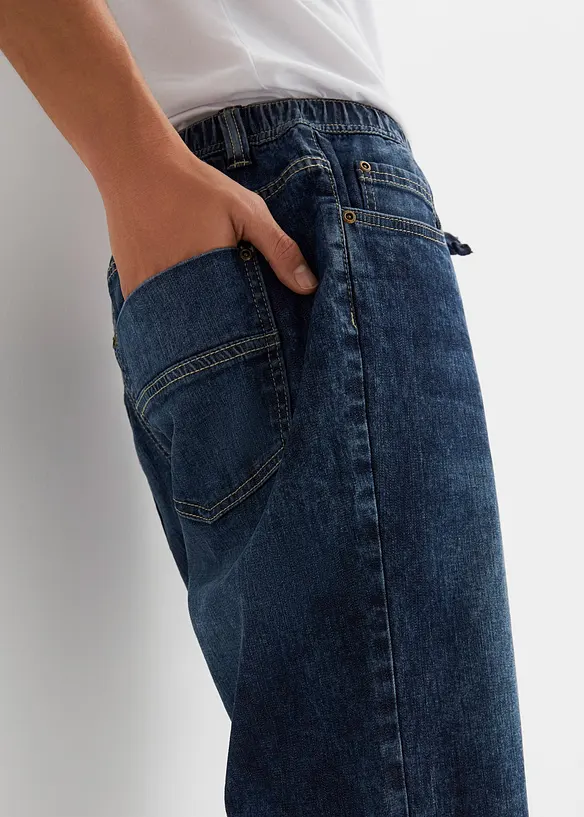 Lehké strečové džínové bermudy bez zapínání, Slim Fit, bonprix