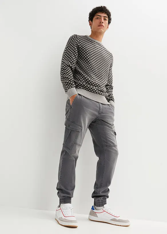 Džíny z teplákoviny Regular Fit, s cargo kapsami, Straight, bonprix
