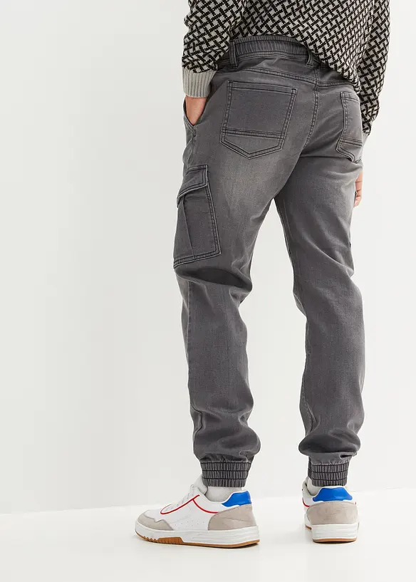 Džíny z teplákoviny Regular Fit, s cargo kapsami, Straight, bonprix
