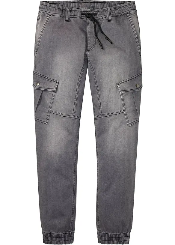 Džíny z teplákoviny Regular Fit, s cargo kapsami, Straight, bonprix