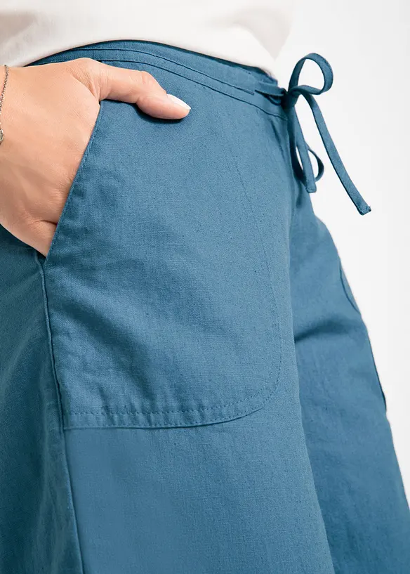 Lněn&eacute; kalhoty s &scaron;irok&yacute;mi nohavicemi, bonprix