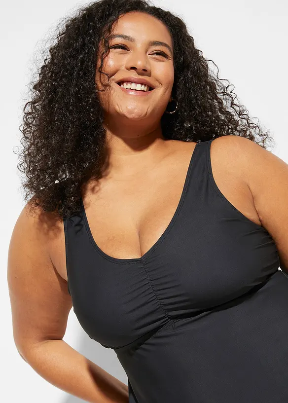 Stahovací koupací šaty, střední tvarující efekt, s výstřihem do V, bonprix