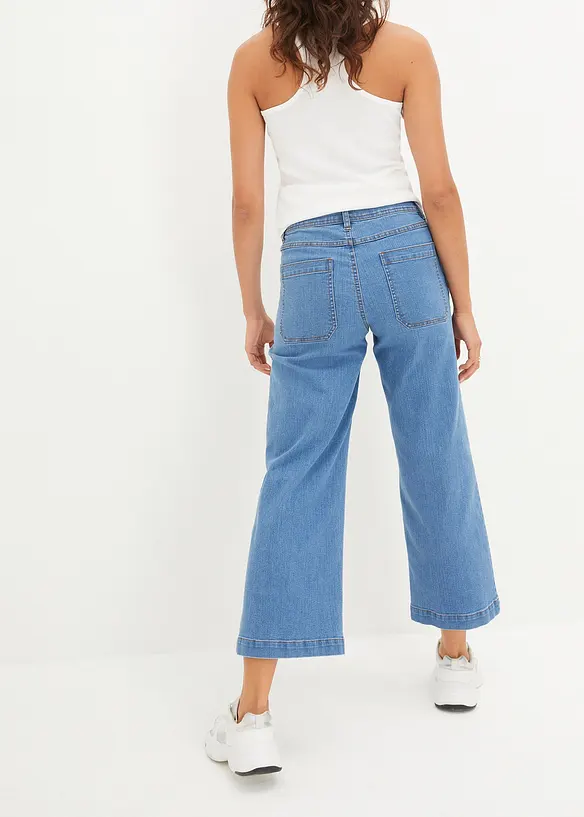 Wide Leg džíny Mid Waist, cropped, bonprix