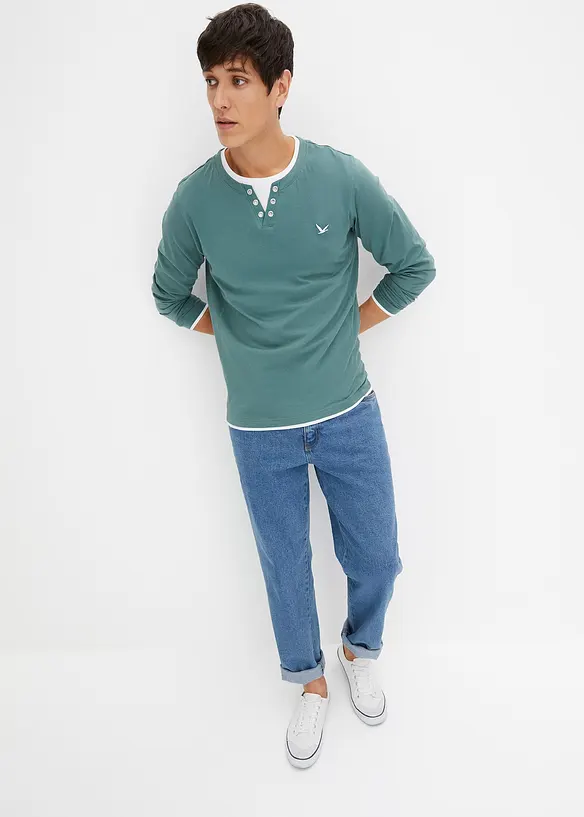 Tričko 2 v 1, dlouh&yacute; ruk&aacute;v (2 ks v balen&iacute;), bonprix