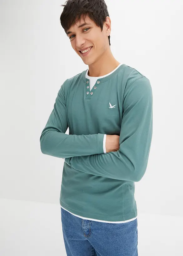 Tričko 2 v 1, dlouh&yacute; ruk&aacute;v (2 ks v balen&iacute;), bonprix