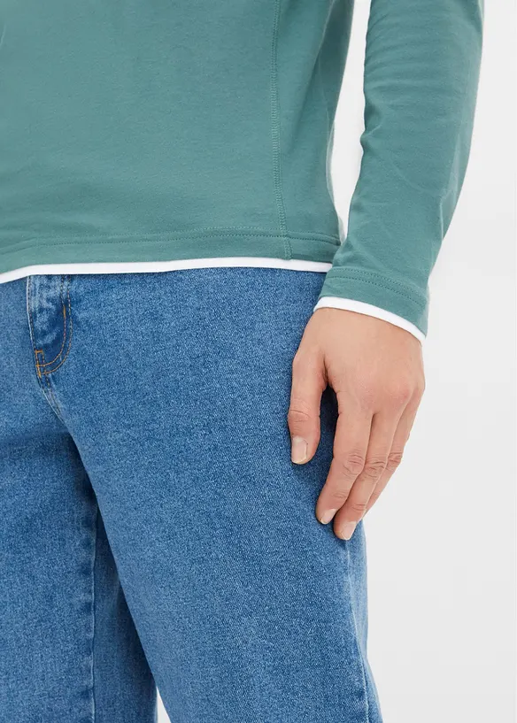 Tričko 2 v 1, dlouh&yacute; ruk&aacute;v (2 ks v balen&iacute;), bonprix