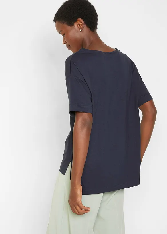 Bavlněné oversized triko s postranními rozparky, bonprix