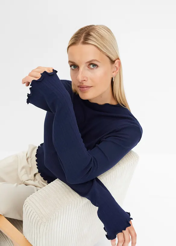 Žebrovan&eacute; triko, dlouh&yacute; ruk&aacute;v, bonprix