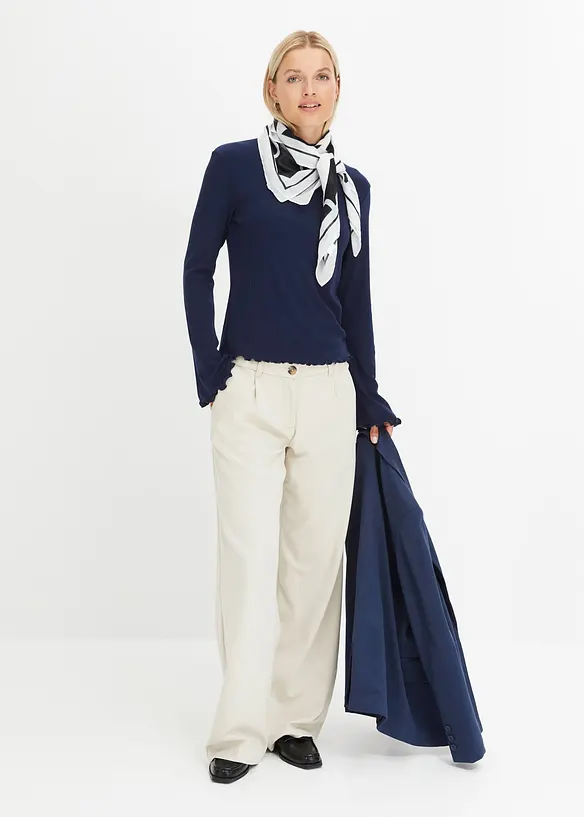 Žebrovan&eacute; triko, dlouh&yacute; ruk&aacute;v, bonprix