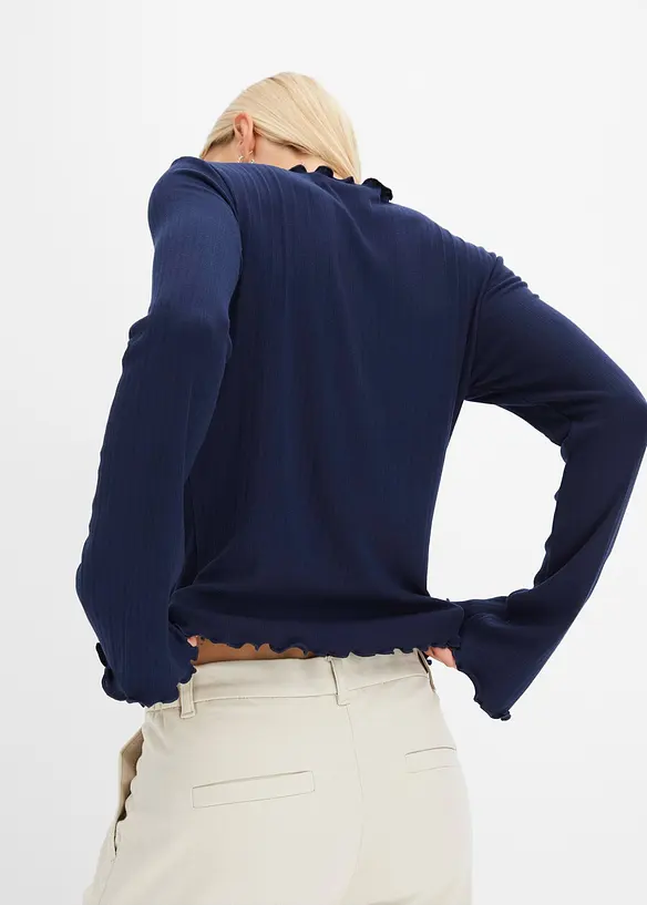 Žebrovan&eacute; triko, dlouh&yacute; ruk&aacute;v, bonprix